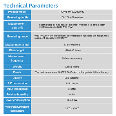 PQWT M200 Macchina di rilevamento dell'acqua Telefono cellulare Detettore di acqua sotterraneo Attrezzatura di ricerca dell'acqua
