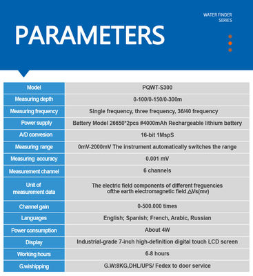 Rilevatore di acque sotterranee PQWT-S300 300m di profondità con mappatura automatica